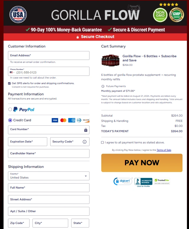 Gorilla Flow Order Page